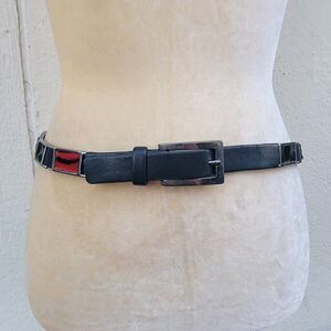 Suzi Roher animal print stretch belt leather metal multicolored sz medium